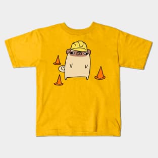 Road Worker Pug Kids T-Shirt